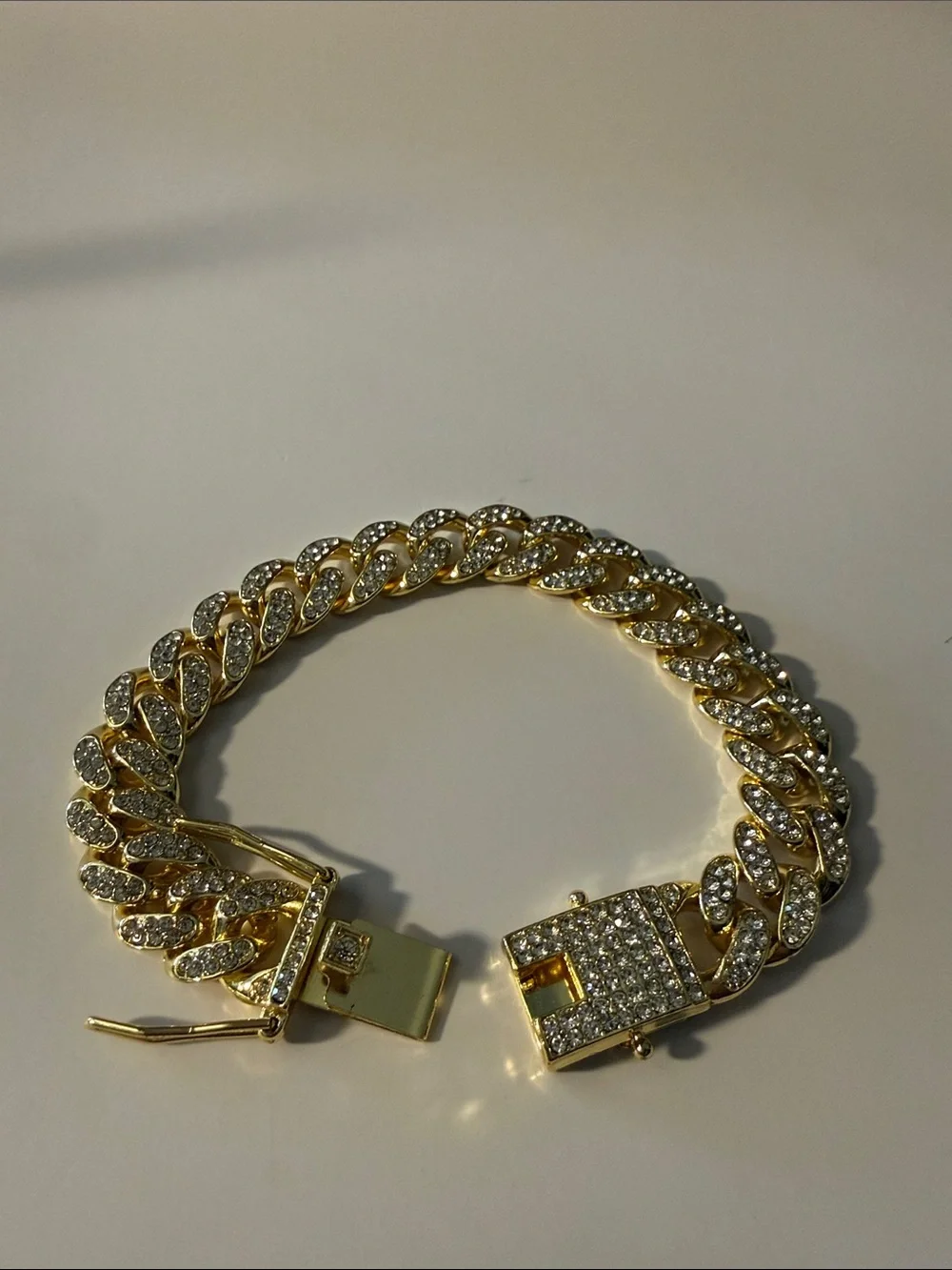 Gold Plated Paved Iced Out Cuban Link Bracelet - Men Accessories